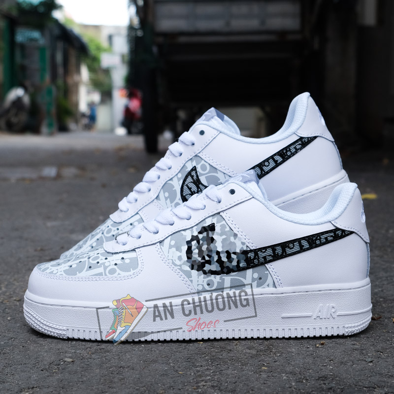 Air force 1 Dior Homme swoosh Grey and White  Adamsneakers