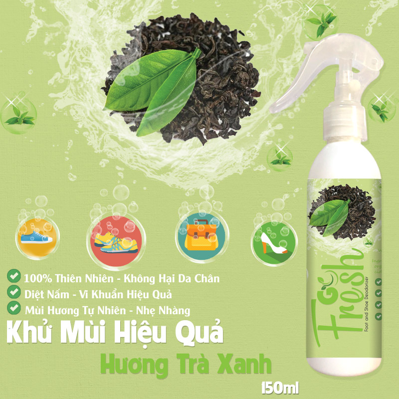 Chai xịt khử mùi giày hiệu quả mùi trà xanh